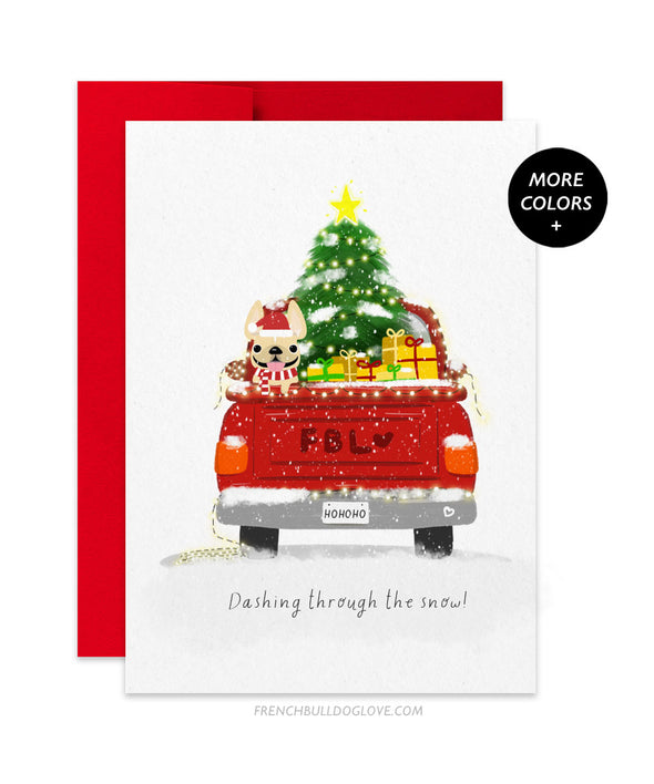 Christmas Truck - French Bulldog Christmas Card