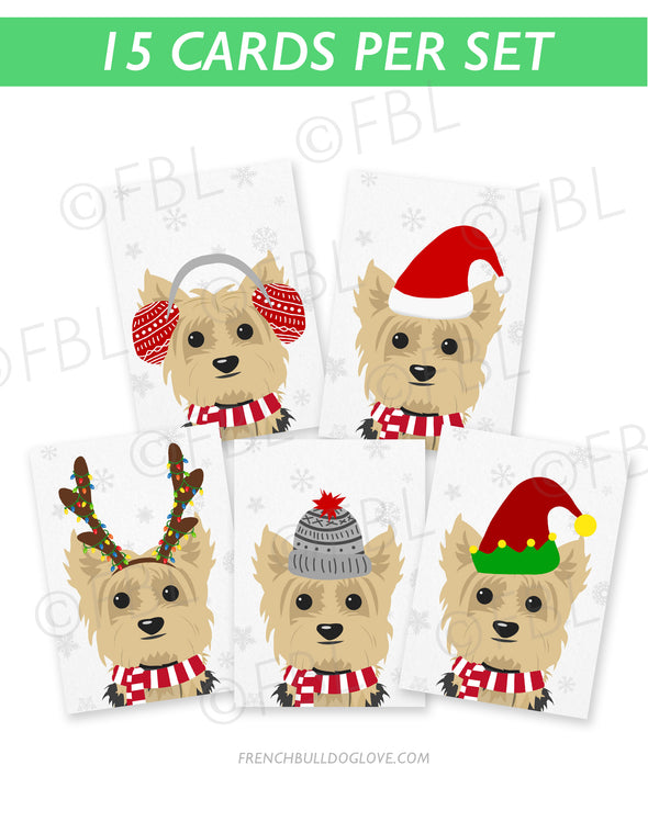 Yorkie - Festive Pups - 15 Card Holiday Box Set